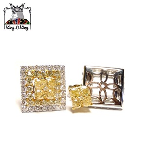 18K Blanc Rhodium Jaune Coussin Diamant Forme Carrée Boucles D'oreilles Style Vintage Or Matériel pour Les Fêtes-Lady's Exporter - Product Image 4