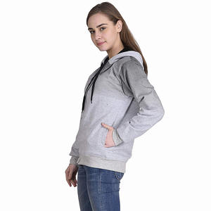 Sudadera con capucha para mujer, de gran tamaño, con cremallera y cordón grueso, color gris, alta calidad - Product Image 4
