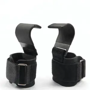 1pair Weight Lifting Wrist Support With Hooks Training Gym Grips Straps For Power Weightlifting Dumbbell Heavy Duty