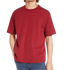 T-shirt à col rond Coupe décontractée Tissu en coton mélangé T-shirts à col côtelé - Product Image 1