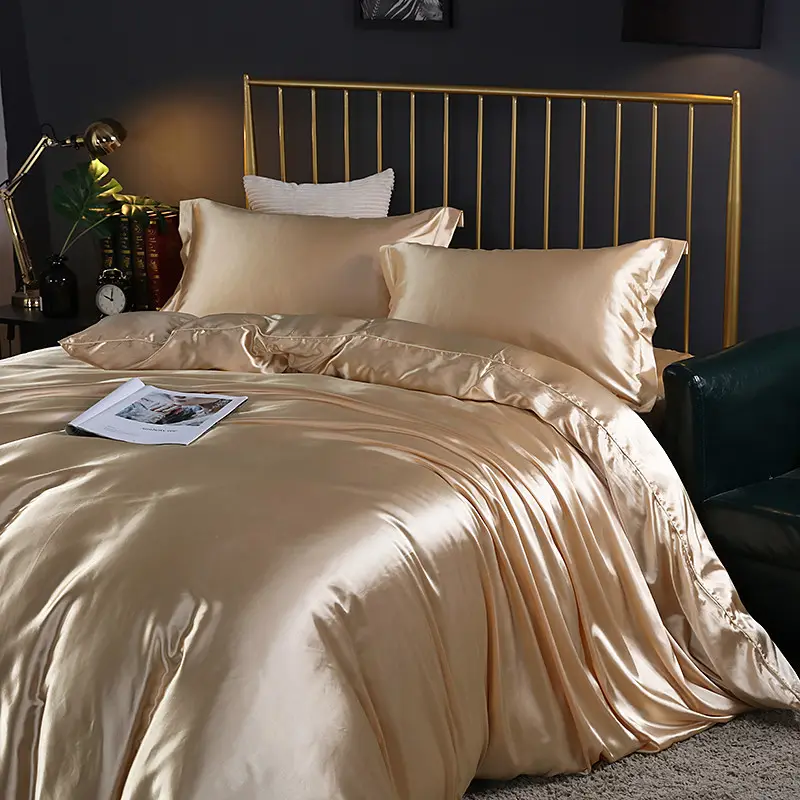 प्रकाश गोल्ड रेशम बिस्तर सेट 16-22mm शहतूत रेशम बिस्तर स्वीकार अनुकूलित आकार रंग मोटाई