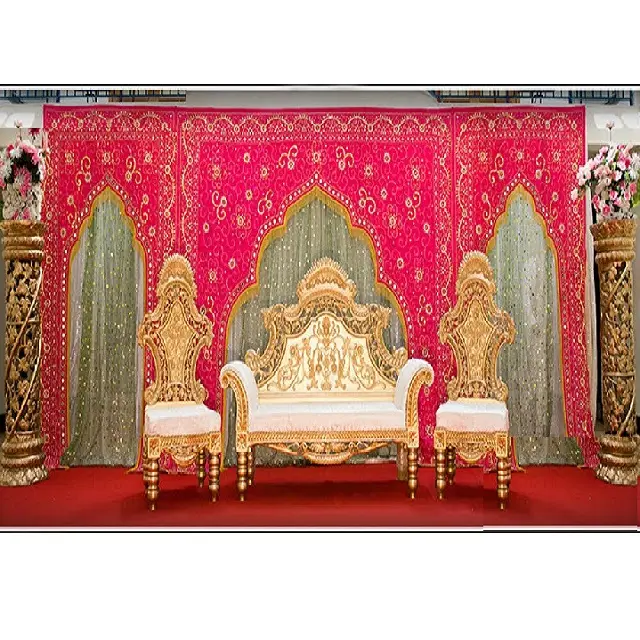 Kemer düğün Backdrop sahne ve Mandaps hint düğün dekor Mehndi Sangeet arka planında Majestic hint düğün sahne zemin