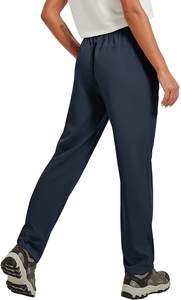 2021 Summer <b>Women's</b> 100% Cotton <b>Lightweight</b> High-Waist Straight Track Pants Casual Outdoor <b>Trousers</b> with Pockets - Product Image 2