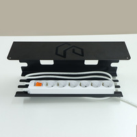 Bandeja Organizadora de Cables para Debajo del Escritorio, de Acero con Recubrimiento en Polvo Negro, con Organizador USB, Estilo Industrial Moderno