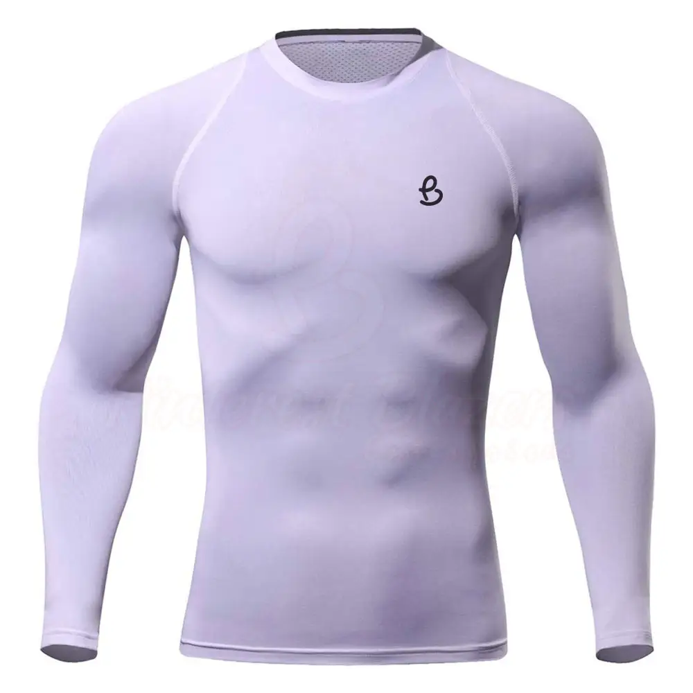 Customized Latest Design Breathable Skin Tight Spandex Workout Fitness Base Layer Men's Compression Shirts