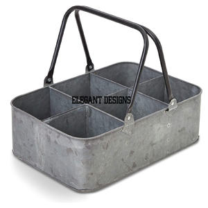 Porte-ustensiles en acier galvanisé avec manche en bois Vaisselle de cuisine ovale Porte-ustensiles en métal fantaisie à quatre cloisons - Product Image 2