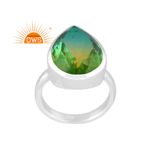 Hecho a mano fina plata esterlina Natural Bio cromo diópsido cuarzo piedra preciosa anillo apilable joyería fabricante - Product Image 1