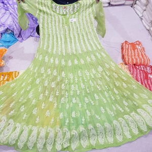 Anarkali élégant et confortable avec Chikankari allover et broderie de fil lourd pour un usage quotidien et des looks ethniques au bureau - Product Image 2