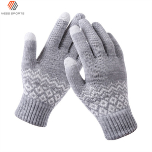 MESS SPORTS Winter Checked Cotton Outdoor Knitted <b>Warm</b> Wholesale Cycling for Screen <b>Gloves</b> - Product Image 2