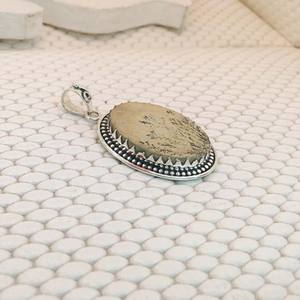 Joyería fina de Plata de Ley 925, collar con colgante ovalado de jaspe con imagen bonita con colgante de plata 925 de piedras preciosas reales - Product Image 5