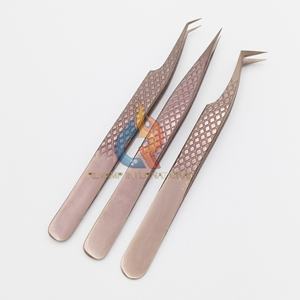 แหนบถอนขนตาแบบสแตนเลส45องศาสีโรสโกลด์ที่ยั่งยืนสำหรับการต่อขนตาเพิ่มวอลลุ่ม - Product Image 4