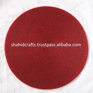 Mantel Individual Redondo Clásico de Cuentas de Vidrio Hecho a Mano, Diseño de Última Moda, Color Amarillo, 15 Pulgadas, para Uso en el Hogar y Restaurantes - Product Image 6