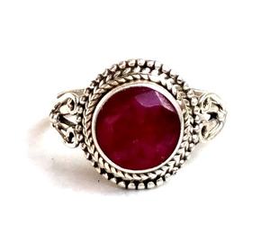 Finition oxydée Bague en argent sterling 925 vintage bohème Inde Rubis pierres précieuses faites à la main en gros bijoux indiens - Product Image 2