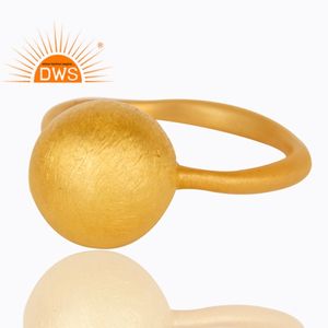 Anillo Apilable de Plata 925 Chapado en Oro de 18 Quilates, Acabado Cepillado Hecho a Mano, Proveedor de Joyería, Colección Clásica - Product Image 2