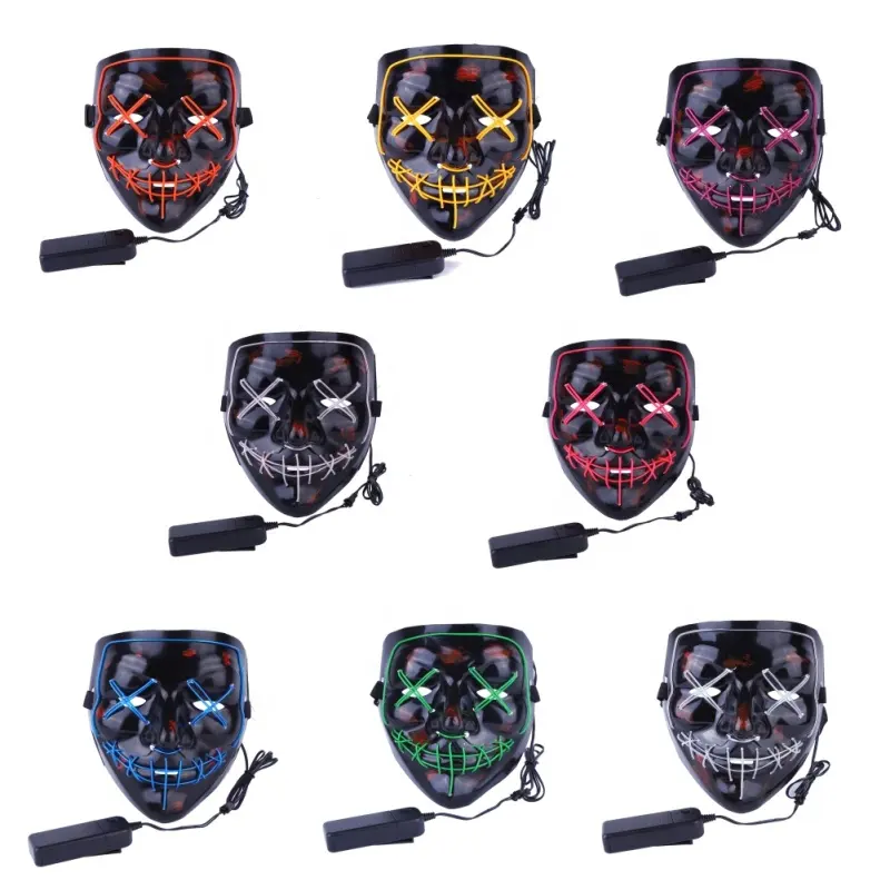 LED Maschera di Spurgo Elettorale Mascara Costume Del Partito Del DJ Light Up Maschera Glow In Dark 10 Colori Tra Cui Scegliere Led di Halloween maschera