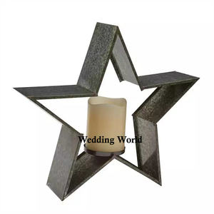 Portavelas galvanizado Acabado personalizado Linterna hecha a mano Venta caliente Portavelas galvanizado en forma de estrella - Product Image 1