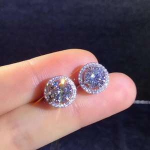 2.00CT Round Cut Moissanite Halo <b>Earrings</b> Stud Push <b>Back</b> <b>Earrings</b> for Women 10K White <b>Gold</b> - Product Image 1
