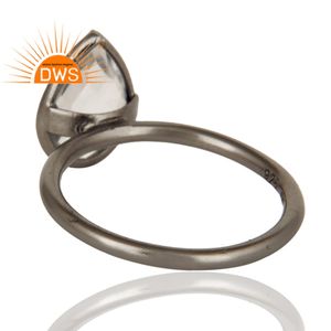 Designer <b>Crystal</b> Quartz <b>Ring</b> Gemstone Jewelry Manufacturer Black Rhodium Plated Silver <b>Ring</b> Jewelry Supplier - Product Image 3