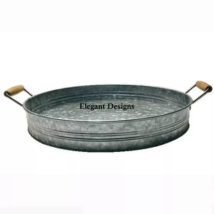 Bandeja de Servir Hecha a Mano, Vintage, Clásica, Elegante, Galvanizada, con Acabado en Polvo, Duradera, de la Mejor Calidad, Diseños Elegantes para el Hogar - Product Image 2