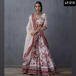 ชุดผ้าแพรแข็งผ้าไหมแฟนซีพื้นเมืองอินเดีย,พร้อมงานปักลายและพิมพ์ดิจิตอล Lehenga Choli สำหรับผู้หญิงชุด Lehenga ดีไซเนอร์หนัก - Product Image 3