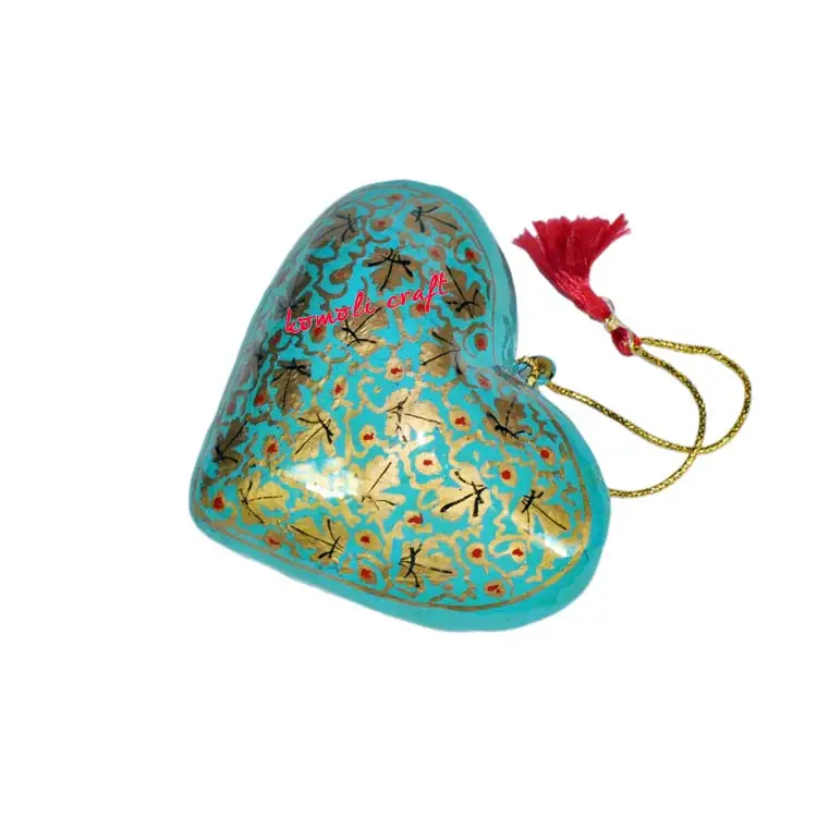 Handmade green hand painted heart christmas ornaments novelty product for tree decorations