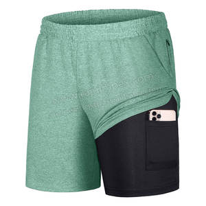 Men's 2 in 1 Active Running <b>Shorts</b> <b>with</b> 2 <b>Zipper</b> <b>Pocket</b> - Product Image 1