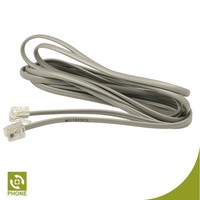 Cable de Banda Ancha RJ11 Macho para Módem ADSL, Cable de Router de 2m, Blanco, Revestimiento de PVC/LSZH, Cumple con RoHS, Modular Recto, para Uso en Interiores