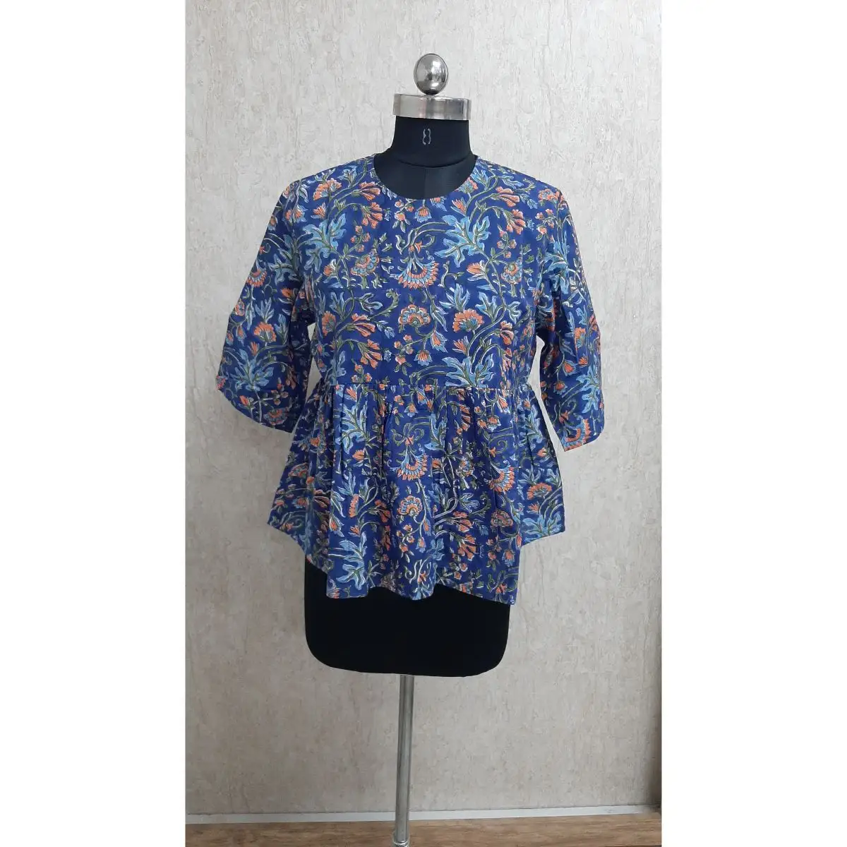 Модная женская блузка-туника с ручным принтом Kurtis, хлопковая блузка