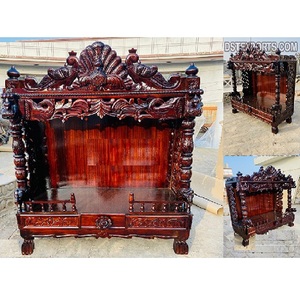 Mandir de madera de teca tallada a mano para el hogar, fabricante de madera de teca de alta calidad - Product Image 1