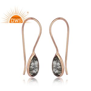 Pendiente colgante de piedras preciosas de rutilo negro Natural de Plata de Ley 925 para mujer, joyería para mujer, regalo para ella - Product Image 3