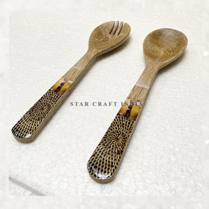 Salade Mango Wood & Mina Outil à main ustensiles de cuisine Serveur de salade Vente chaude accessoires de cuisine maison et cuisine - Product Image 5