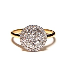 Joyería Personalizada de Hong Kong, Anillos de Oro Blanco y Amarillo Sólido de 18k con Diamantes Naturales, Diseño Clásico de Flores, para Compromiso, Boda, Fiesta, para Mujer - Product Image 1