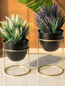 Oval Shape Gold Plated Black Powder Coated Iron Planters Stand Eco-Friendly Indoor/Outdoor <b>Flower</b> Pots for Home Garden-Iqbal - Product Image 2