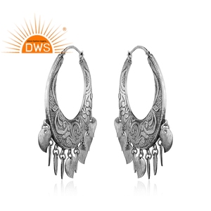 Pendientes de plata de ley de diseño antiguo, joyería de diseño oxidado - Product Image 2