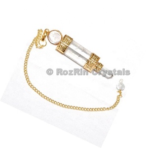 Péndulos de latón con piedras semipreciosas, péndulo de radiestesia con piedras semipreciosas, péndulo de latón para radiestesia con piedras - Product Image 4