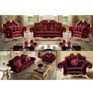 Juego de Sofás para Sala de Estar Estilo Maharajá, el Mejor Juego de Muebles de Madera Premium con Acabado Dorado, Aspecto Real, Juego de Sofás de Madera de Lujo - Product Image 1