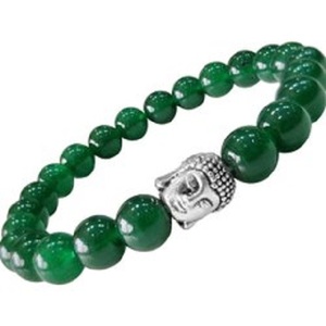 Bracelet en perles de jade vert naturel faites à la main, thème amour, 6 mm, cristal, cadeau de mariage, vente en gros - Product Image 1