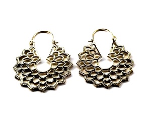 <b>Women</b> Bohemia Fashion Gold Plated Brass Flower Design <b>Hoop</b> <b>Earrings</b> - Product Image 2