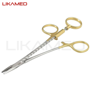 Pince à torsion LIKAMED CORWIN-HEGAR 16 cm en acier inoxydable avec porte-aiguille Corwin et poignée dorée de type clip - Product Image 4