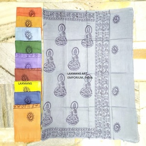 ผ้าพันคอสำหรับสวดมนต์ในฤดูร้อนแบบพรีเมี่ยมผ้าพันคอสีทึบผ้าวิสคอสพิมพ์ลายพระทิเบตขายส่งจากอินเดีย - Product Image 1