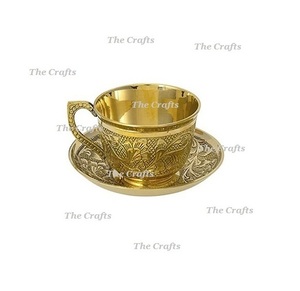 Tasse à thé et soucoupe de qualité exclusive ustensiles de cuisine en laiton couleur or tasse de service et soucoupe à des prix compétitifs - Product Image 4