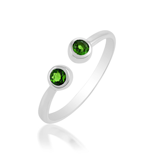 Anillo ajustable minimalista de Plata de Ley 925 personalizado, anillo de piedras preciosas de diópsido cromado, joyería fina de moda para ella - Product Image 1