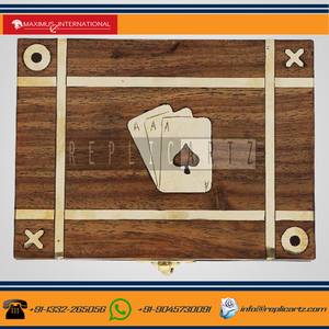 Classic Wooden <b>Playing</b> <b>Card</b> Holder Box Double Deck Storage Case Handmade Brown Decorative Game Box Educational Toy Kids Adults - Product Image 5