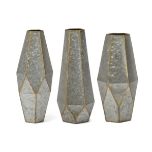 ชุดแจกันดอกไม้ชุบสังกะสีสไตล์วินเทจสามชิ้นที่เก็บดอกไม้แฮนด์เมดขายดี - Product Image 1