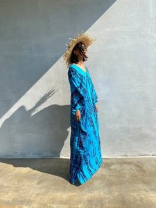 2022 femmes cravate teinture caftan robe 100% coton doux fleuri respirant parole longueur manches longues naturel été plage couvertures - Product Image 4