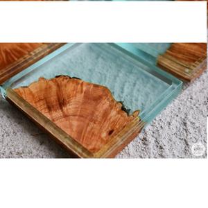 Resin Tea Cup Mat Creative Tea Solid Wood Flower <b>Epoxy</b> Resin Coaster Set Wood Resin Coaster Exotic Ware - Product Image 3