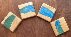 ไม้และเรซิ่นสีขาว Coasters สำหรับตกแต่งบ้านของขวัญ - Product Image 2