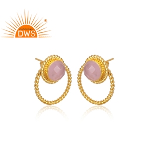 Boucles d'oreilles en laiton Rose en pierre précieuse, bijou à la mode, Design rond, livraison gratuite - Product Image 2