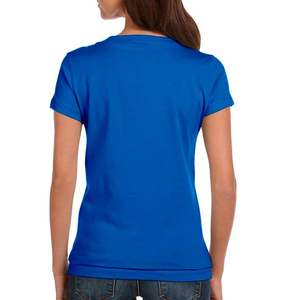 T-shirt manches courtes et col en v pour femmes, blanc, couleurs personnalisées, bleu Royal, été, - Product Image 2