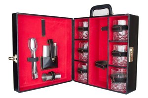 Bar <b>Set</b> Bar <b>Set</b> Direct Factory 25oz Stainless Steel <b>Cocktail</b> Sekhar with 6 Glass Leather Portable Bar <b>Set</b> - Product Image 2